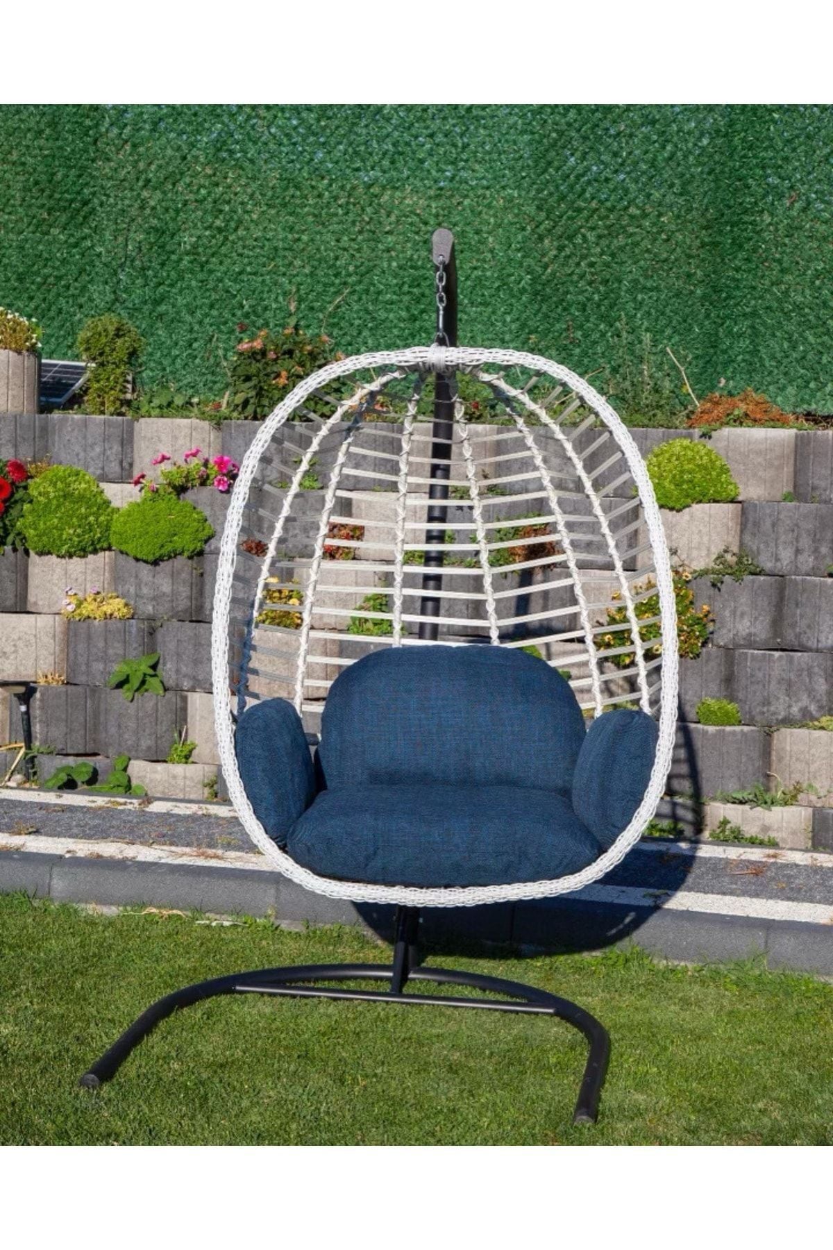 Capri Rattan Tek Kişilik Bahçe Salıncağı Bahçe Mobilyası Balkon Salıncağı