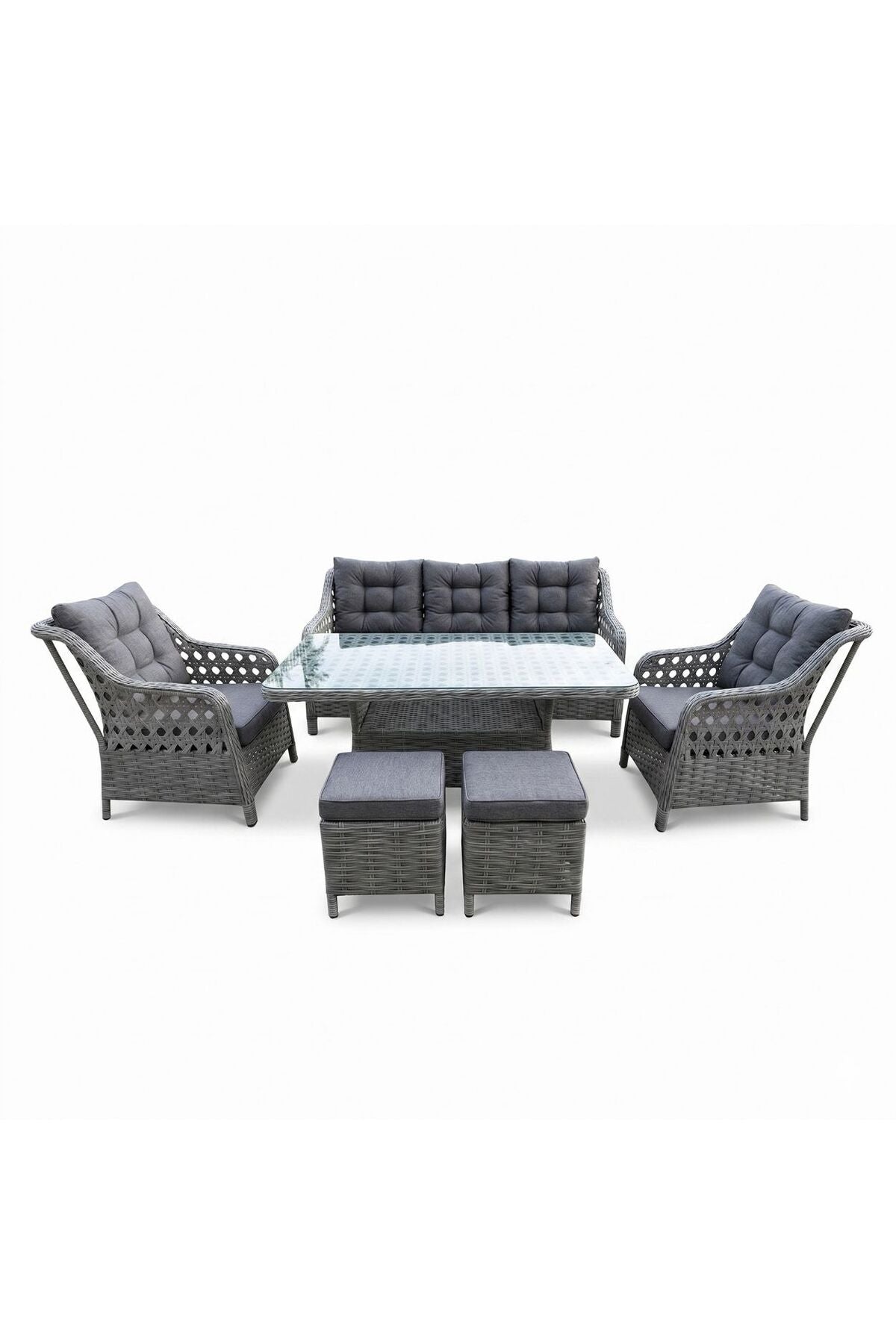 Garden Marsilya Rattan Bahçe Balkon Mobilyası 3+1+1+2puf ve Masa
