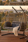 Gri Gri Salina Bahçe Salıncağı Bahçe Mobilyası Balkon Salıncağı Modern 6 Ay Hasır 112 x 205 Modern