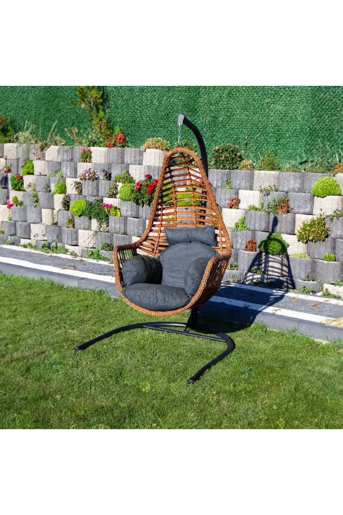 Sardinya Rattan Tek Kişilik Bahçe Salıncağı Bahçe Mobilyası Balkon Salıncağı Ev Salıncağı