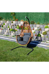 Sardinya Rattan Tek Kişilik Bahçe Salıncağı Bahçe Mobilyası Balkon Salıncağı Ev Salıncağı