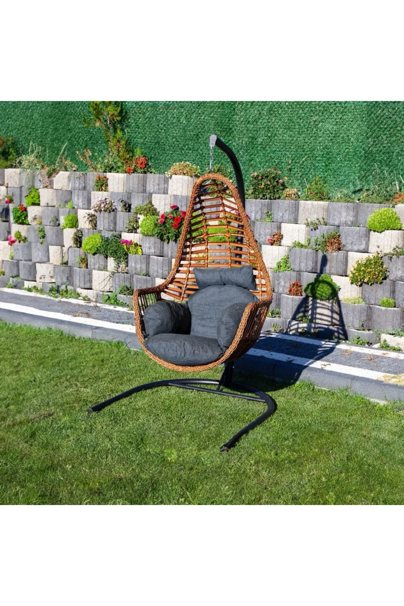 Sardinya Rattan Tek Kişilik Bahçe Salıncağı Bahçe Mobilyası Balkon Salıncağı Ev Salıncağı