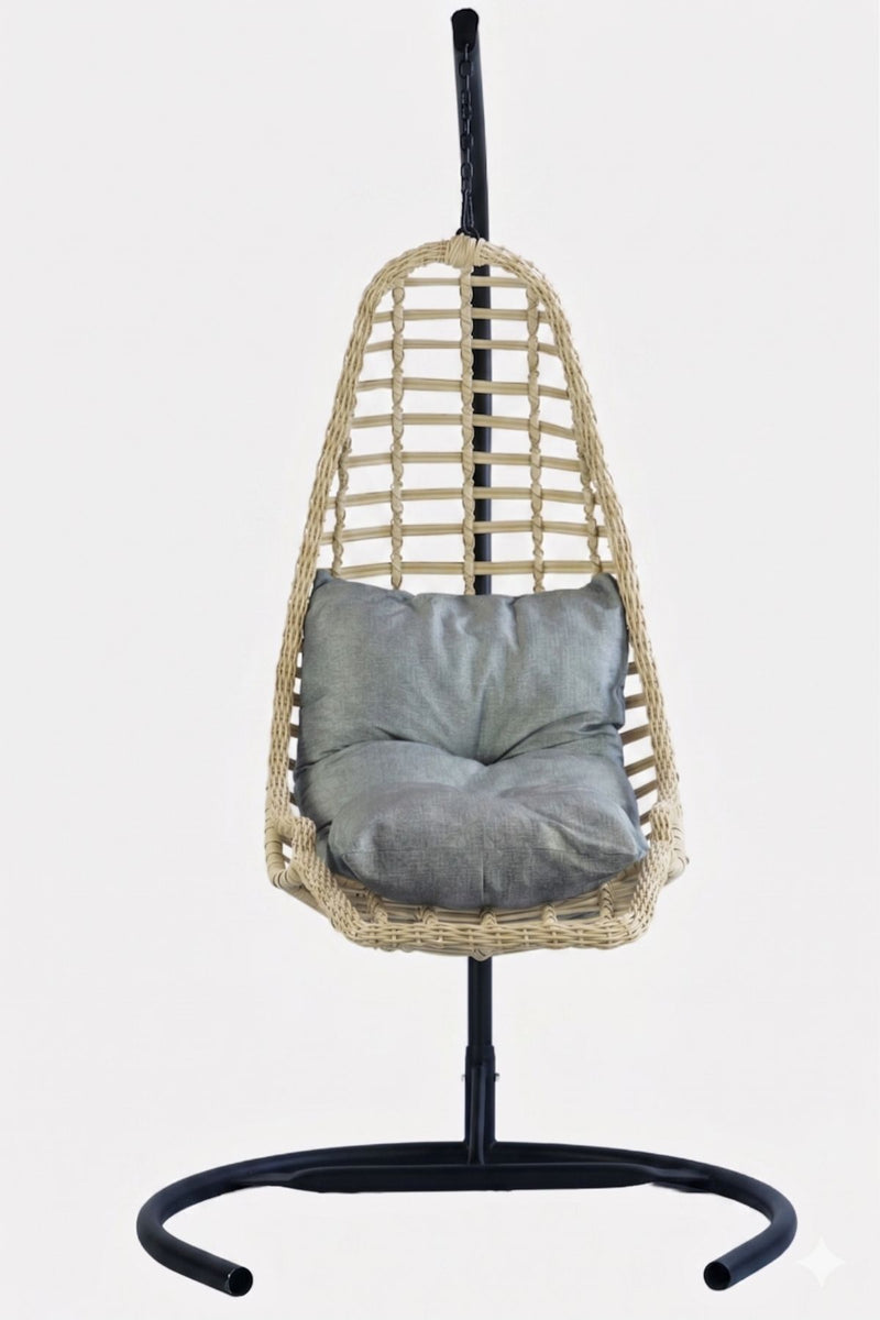 Relax Rattan Tek Kişilik Ayak Uzatmalı Balkon Bahçe Salıncağı