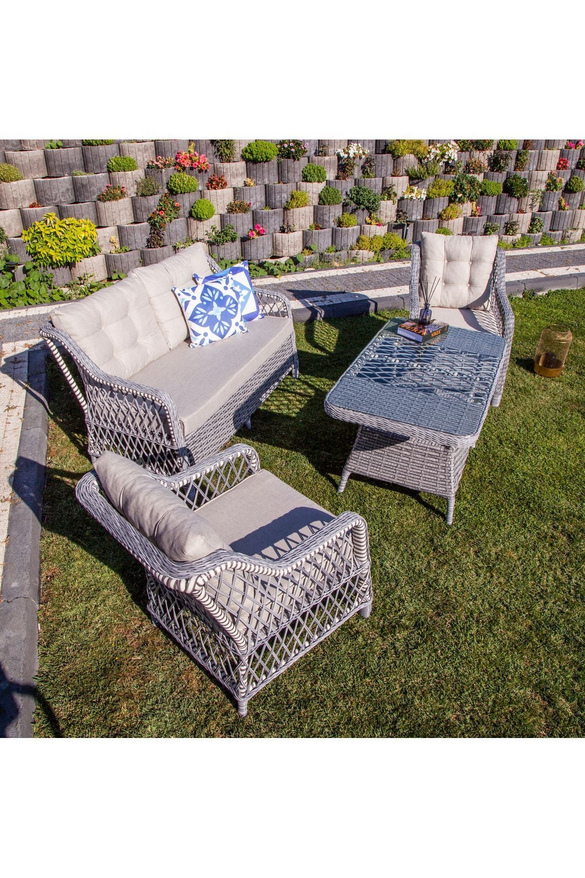 Garden Monaco Rattan Bahçe Balkon Mobilyası 2+1+1 ve Masa