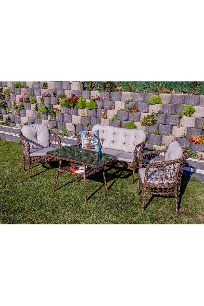 Garden Nice Rattan Bahçe Balkon Mobilyası 2+1+1 ve Masa
