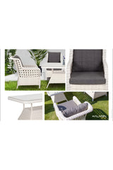 Garden Menten Rattan Bahçe Balkon Mobilyası 4 Tekli Berjer ve Masa