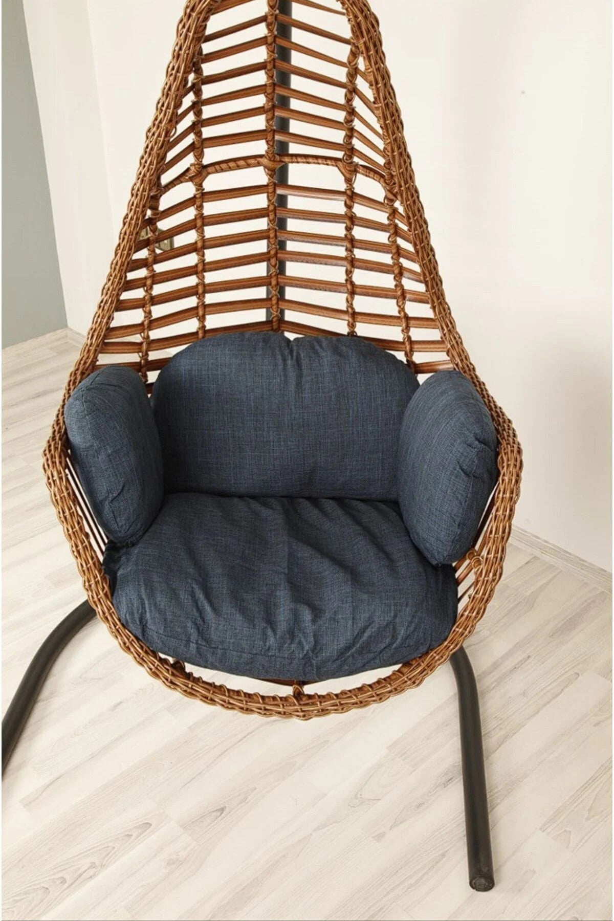 Sardinya Yeşil Rattan Tek Kişilik Bahçe Balkon Salıncağı Armut 120 Kg