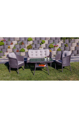 Garden cannes Rattan Bahçe Balkon Mobilyası 2+1+1 ve Masa