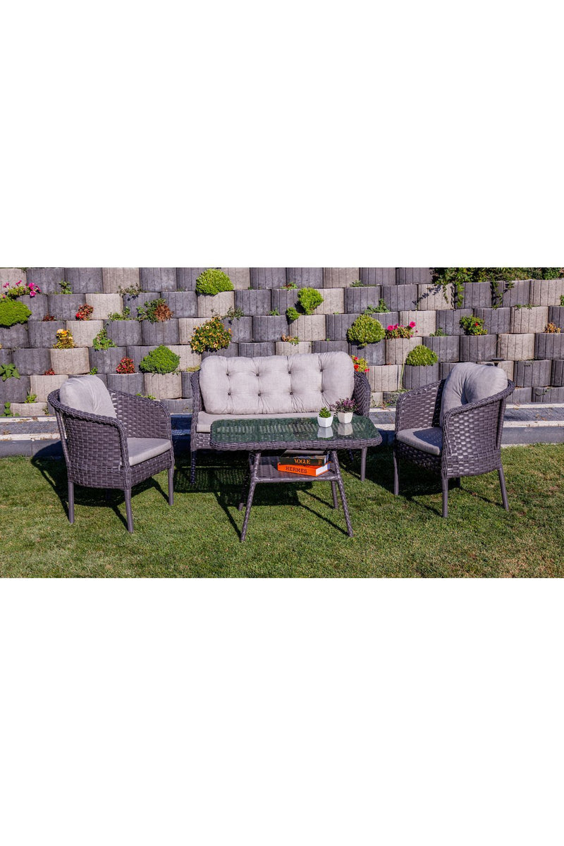 Garden cannes Rattan Bahçe Balkon Mobilyası 2+1+1 ve Masa