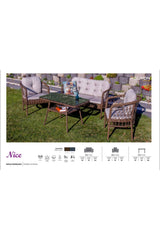 Garden Nice Rattan Bahçe Balkon Mobilyası 2+1+1 ve Masa