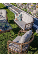 Garden Nice Rattan Bahçe Balkon Mobilyası 2+1+1 ve Masa
