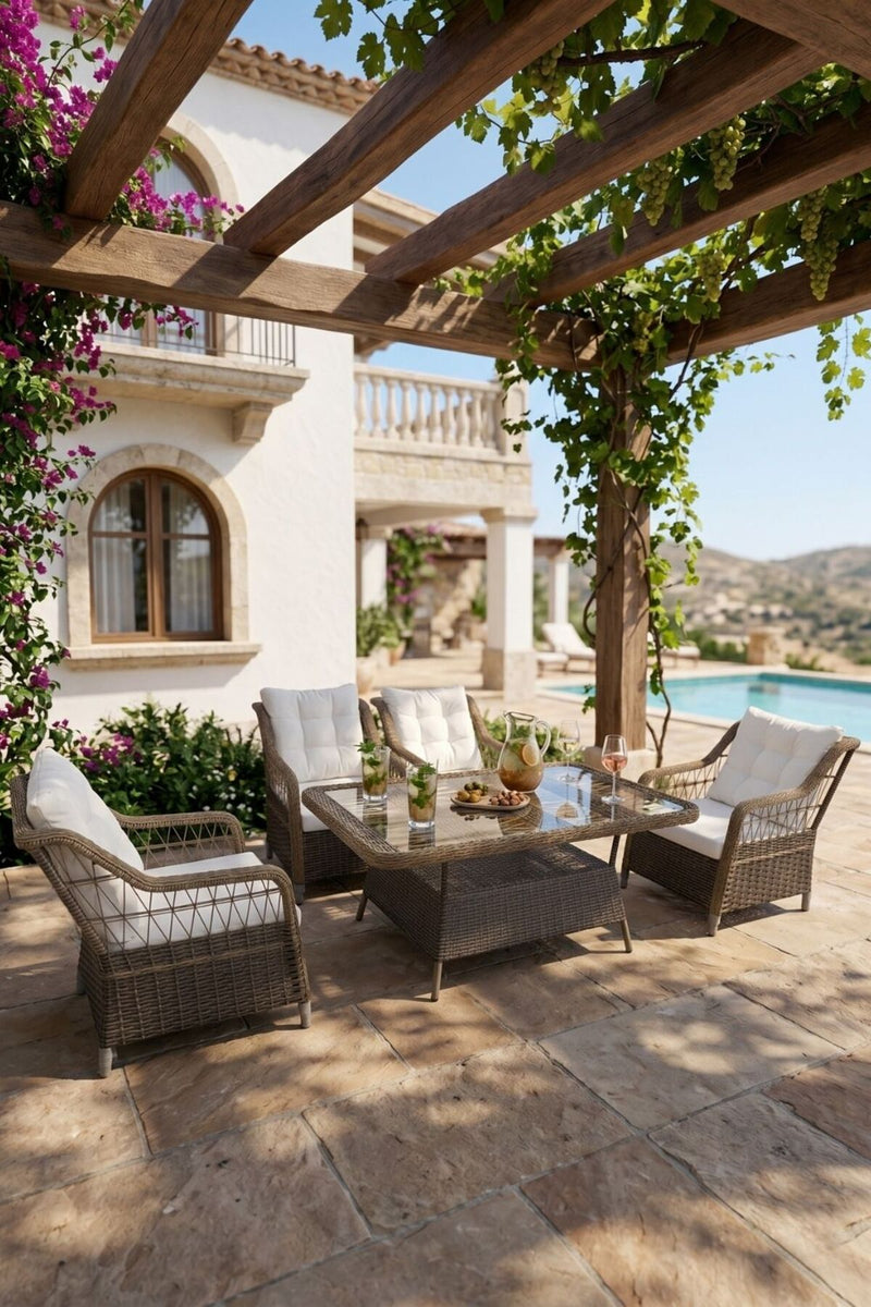 Garden Menten Rattan Bahçe Balkon Mobilyası 4 Tekli Berjer ve Masa