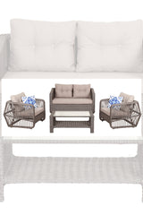 Pucon Bahçe Balkon Rattan Oturma Grubu 4 Kişilik 2+1+1 Koltuk Takımı