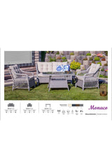 Garden Monaco Rattan Bahçe Balkon Mobilyası 2+1+1 ve Masa