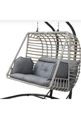 Gri Gri Salina Bahçe Salıncağı Bahçe Mobilyası Balkon Salıncağı Modern 6 Ay Hasır 112 x 205 Modern