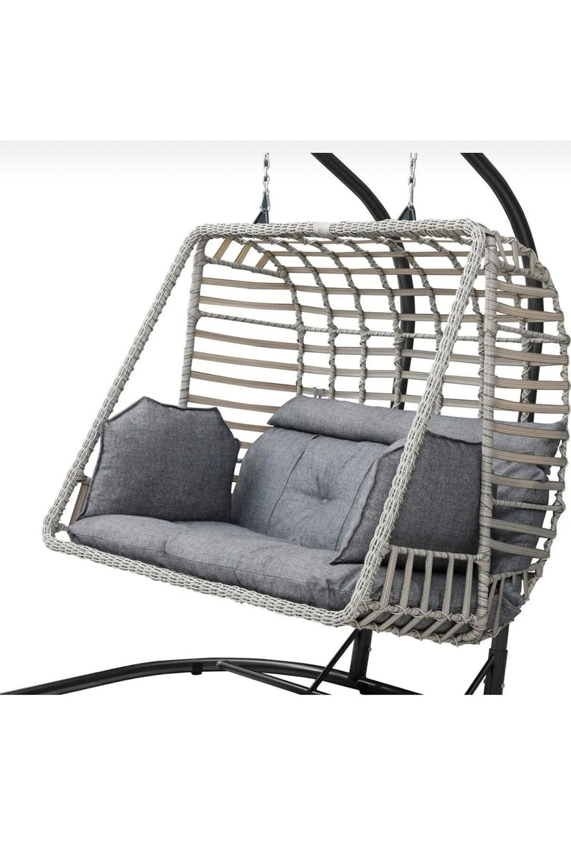 Gri Gri Salina Bahçe Salıncağı Bahçe Mobilyası Balkon Salıncağı Modern 6 Ay Hasır 112 x 205 Modern