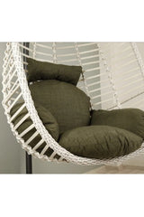 Capri Rattan Tek Kişilik Bahçe Balkon Salıncağı - Armut Salıncak 2mm Profil Su İtici Keten Minderli