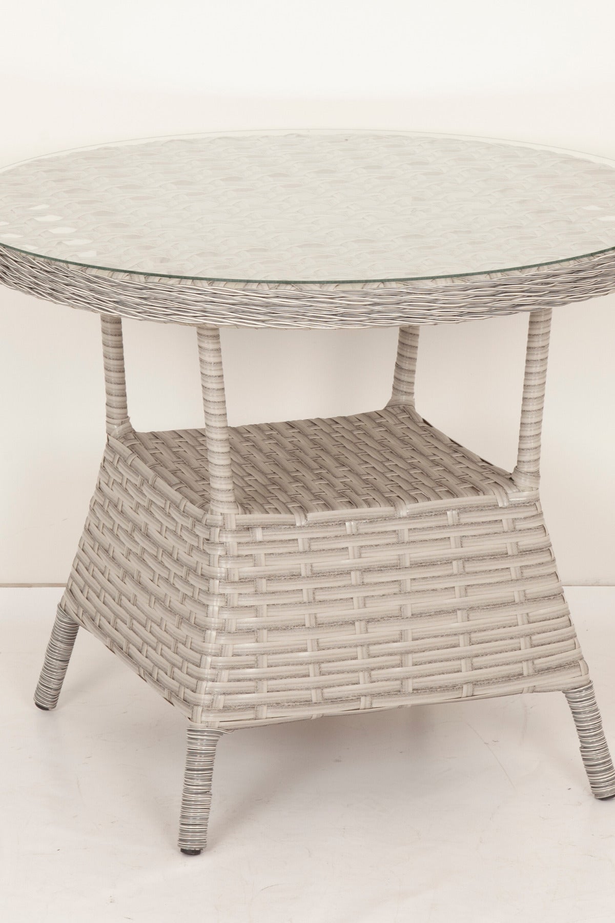 Oslo Rattan 4 Kişilik Bahçe Masa Takımı Balkon Masa Sandalye Takımı Yuvarlak Cam Masa