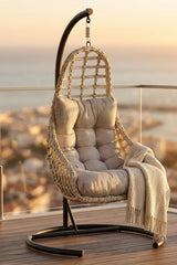 Split Tek Kişilik Bahçe Salıncağı Balkon Salıncağı Ayaklı Rattan Salıncak