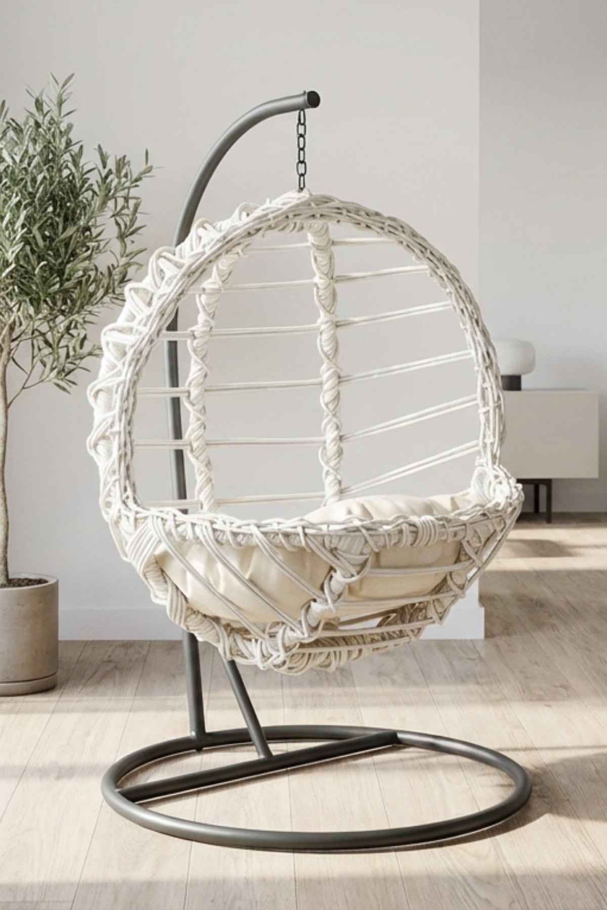Ayaklı Rattan Kedi Salıncağı Kedi Yatağı Minderli 44x50 cm