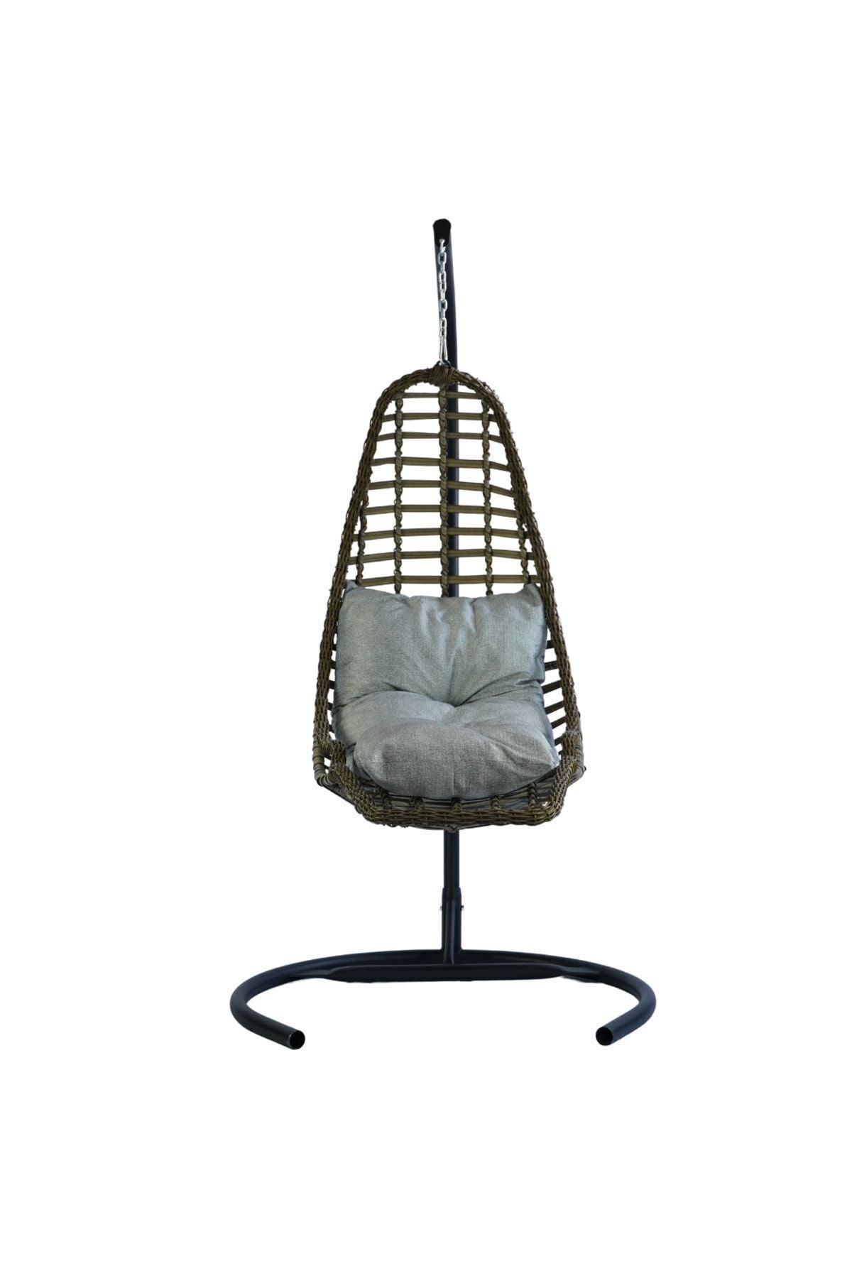 Relax Rattan Tek Kişilik Bahçe Salıncağı Bahçe Mobilyası Balkon Salıncağı Ev Salıncağı Ayak Uzatmalı