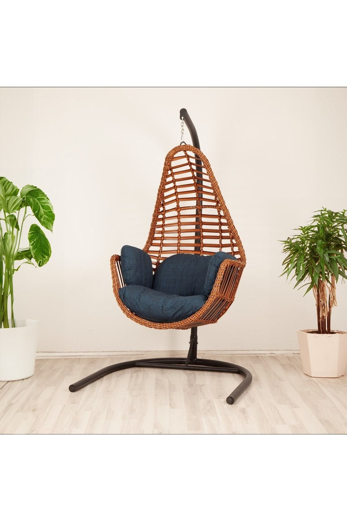 Sardinya Rattan Tek Kişilik Bahçe Salıncağı Bahçe Mobilyası Balkon Salıncağı Ev Salıncağı