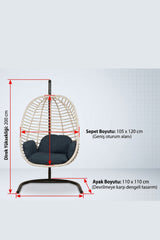 Capri Rattan Tek Kişilik Bahçe Salıncağı Bahçe Mobilyası Balkon Salıncağı